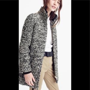J Crew Lodge Coat, black/ ivory  boucle, Italian wool blend, size 0 P